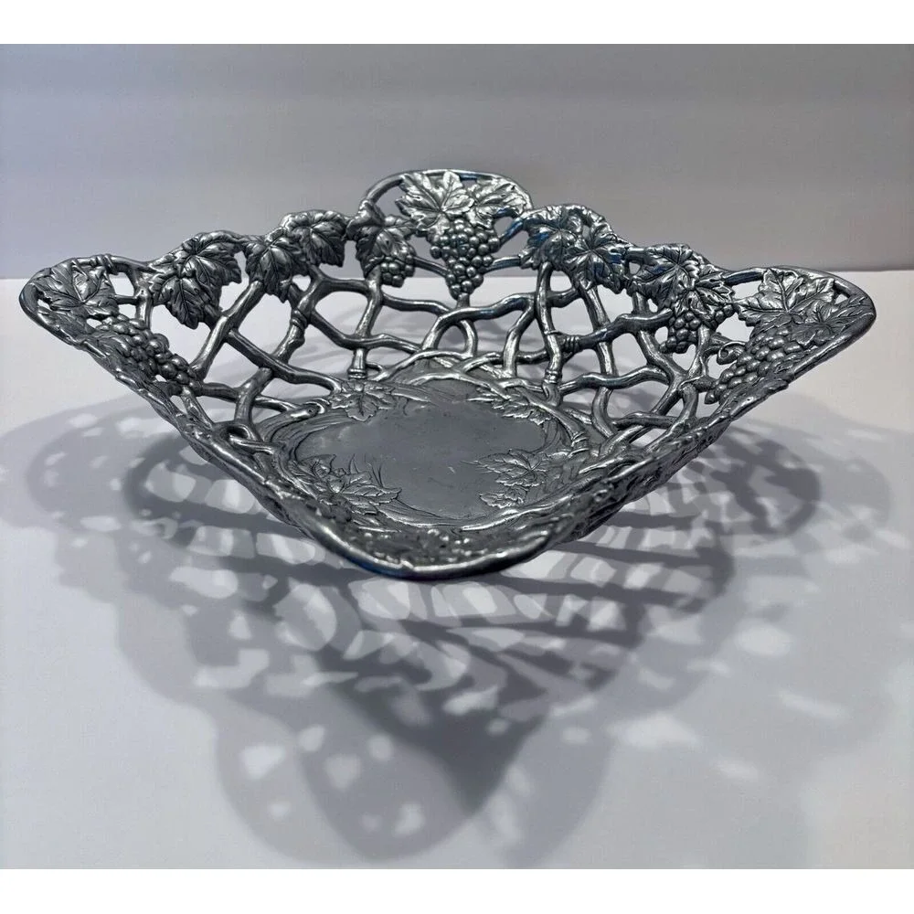 Pewter Arthur Castro Grape‎ themed basket. 1996. Only 1 available. $62